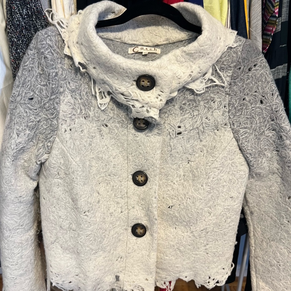 Boho Cropped blazer/jacket. Size M. Ombré grey